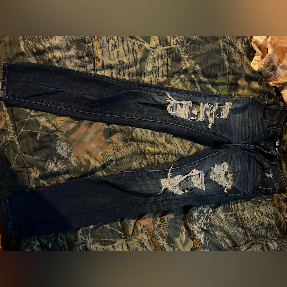 American Eagle Outfitters Women's Ripped Blue Skinny Jeans